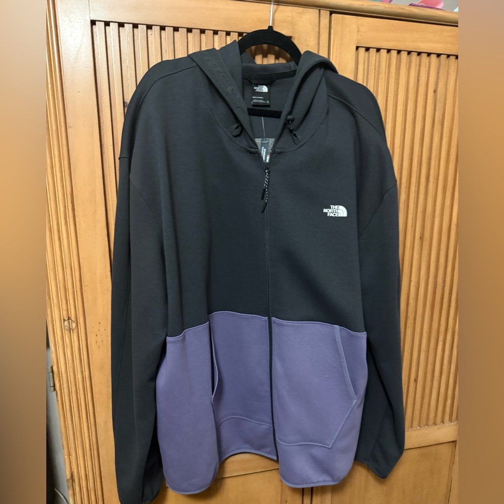 The North Face Charcoal and Purple full zip hoodie